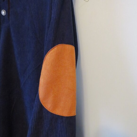 NWOT Navy Lightweight Ribbed Shirt with Brown‎ Accent Size Medium - Picture 3 of 6